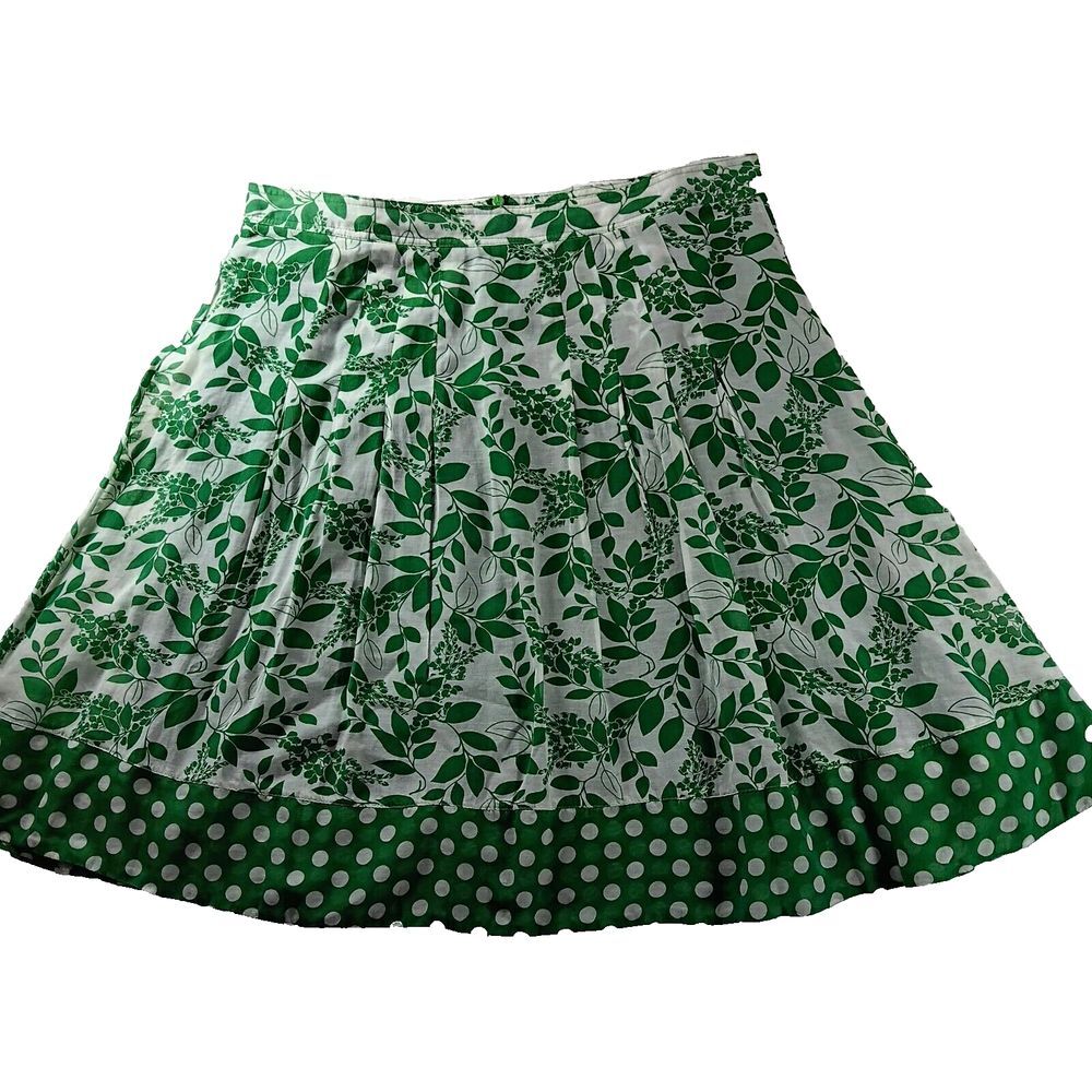 Vintage Lily Skirt wome's Floral Green Kelly Size Meduim Silk / Cotton